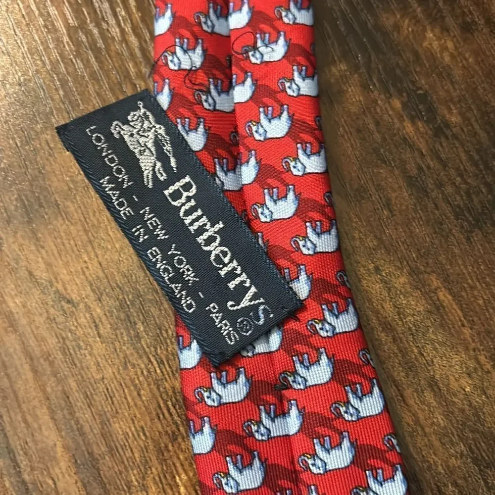 Vintage Burberry Elephant silk tie